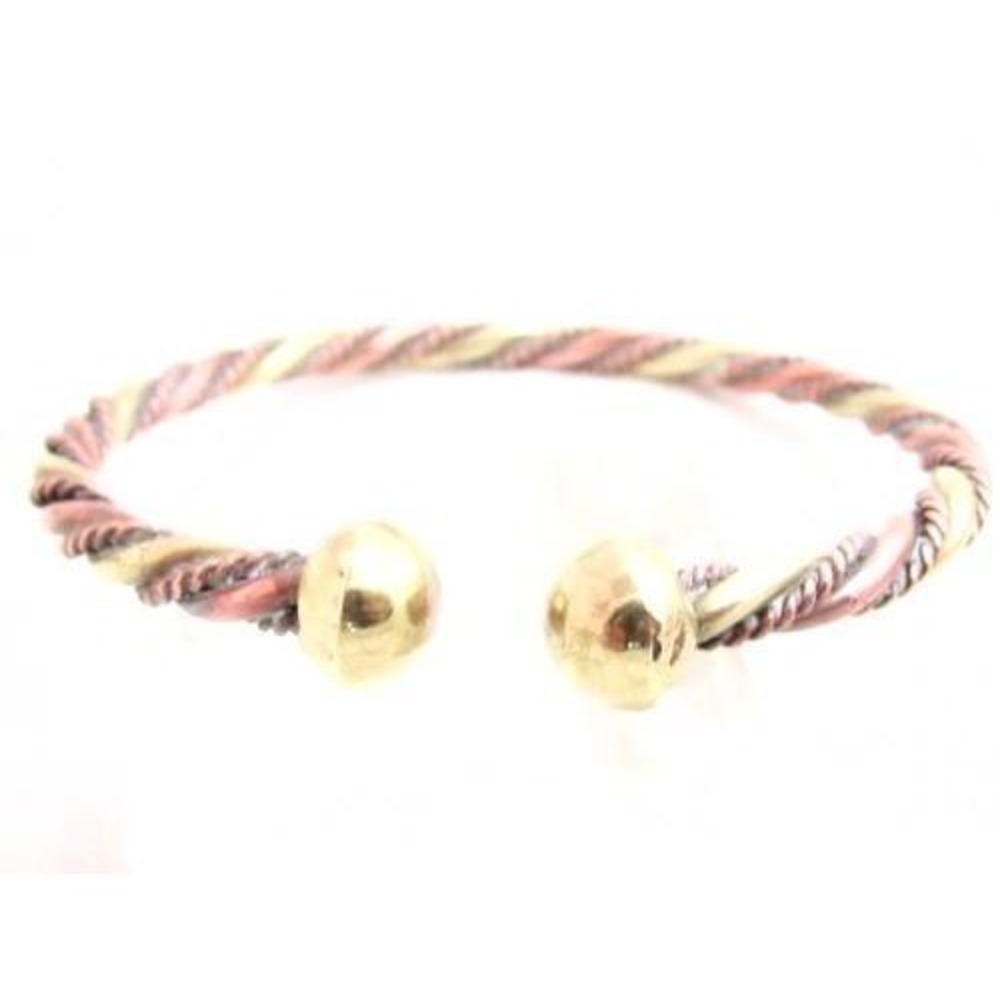 Vintage‎ Detailed Braided Copper & Brass Golden Cuff Bangle Bracelet